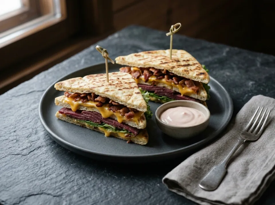 Cold Smoked Reindeer Meat Club Sandwich