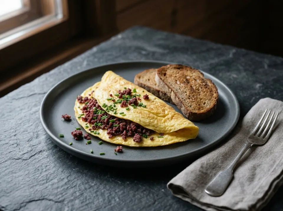 Cold Smoked Reindeer Omelette