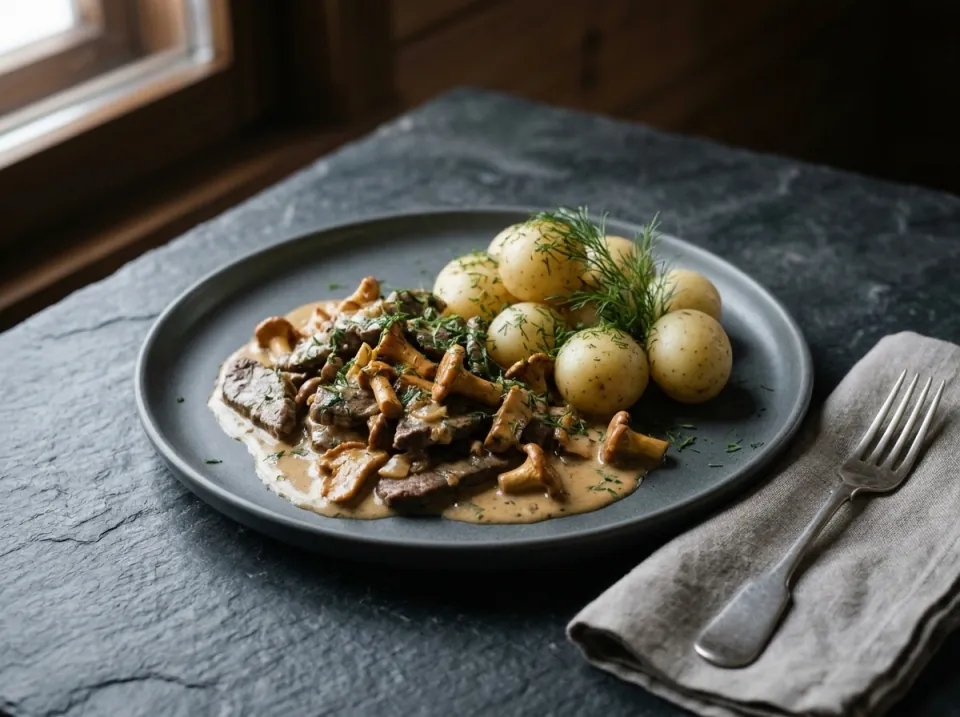 Red Deer Sauté with Chanterelle Sauce