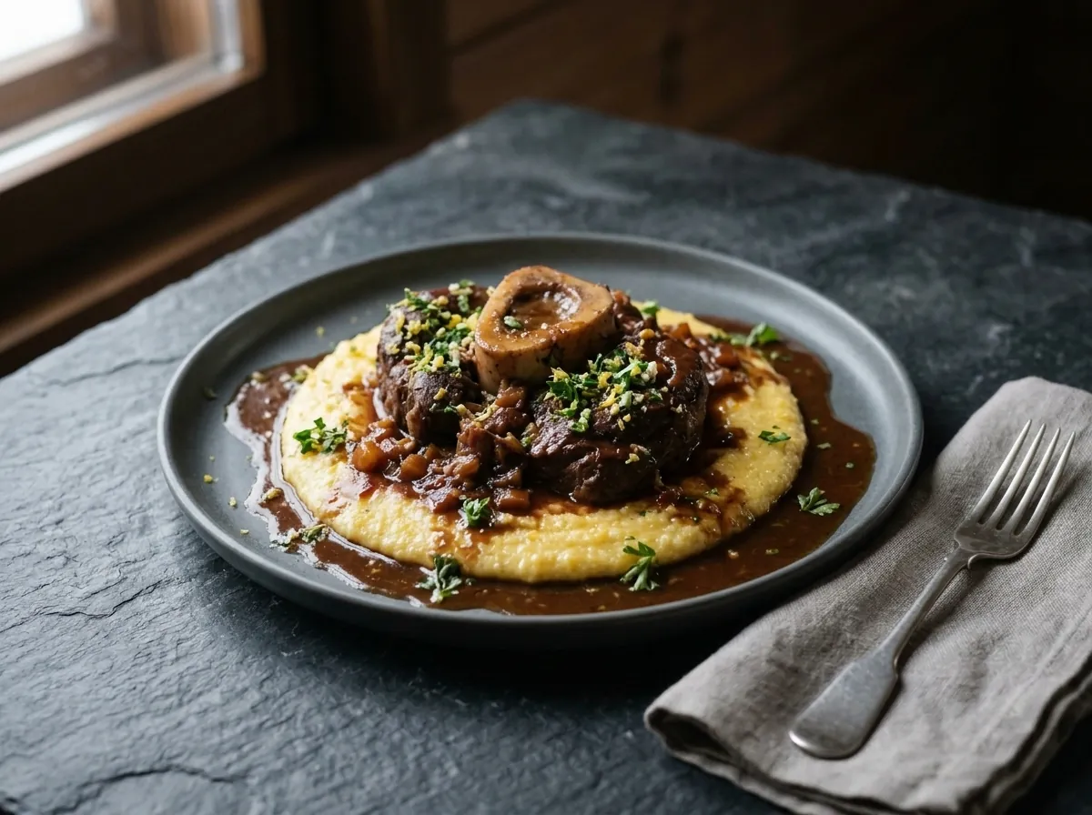 Osso buco af rensdyr med gremolata
