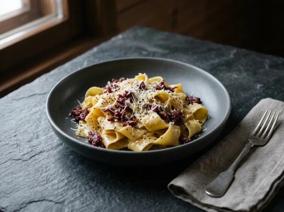 Smoked Reindeer Carbonara Pasta